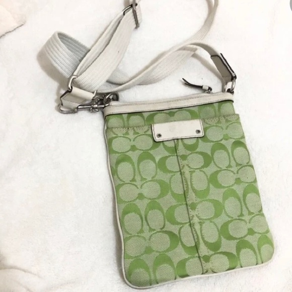 Coach Bags Coach Green Crossbody With White Leather Strap Poshmark